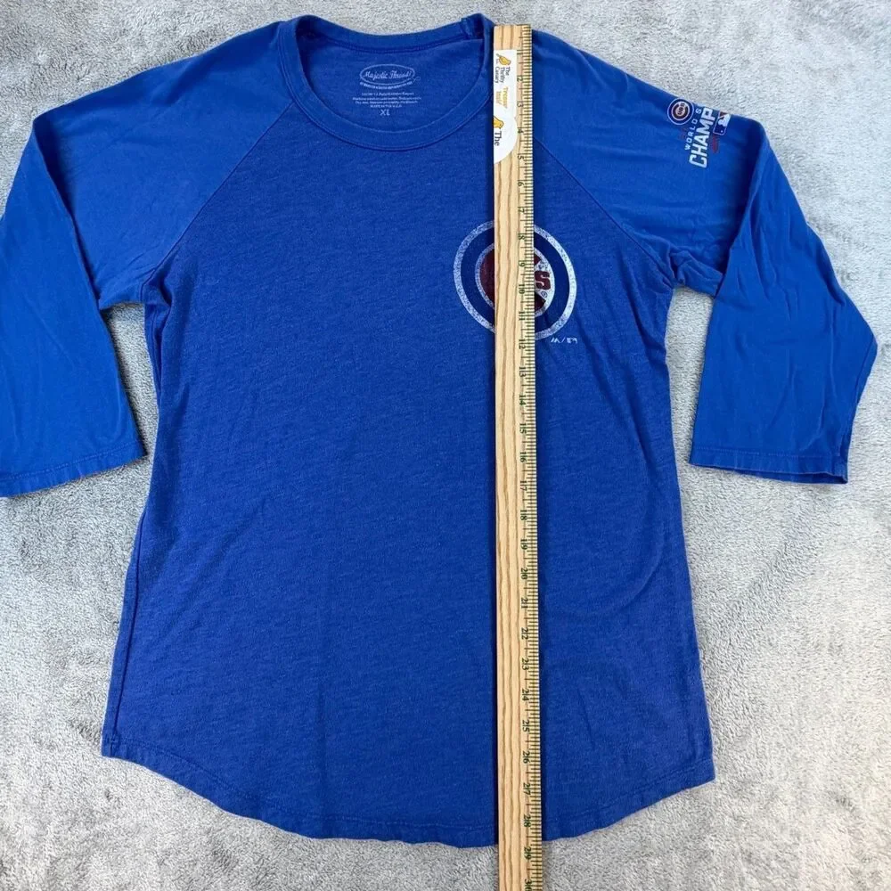 Majestic Threads Chicago Cubs 3/4 Sleeve Raglan Tee Men’s XL Blue Made in USA